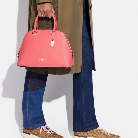 New Coach Katy Satchel in Pink Lemonade in crossgrain leather